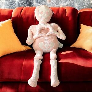 Pink Skeleton Decorative Full Body Pillow Sparkle Heart Hands Cozy & Cute Decor